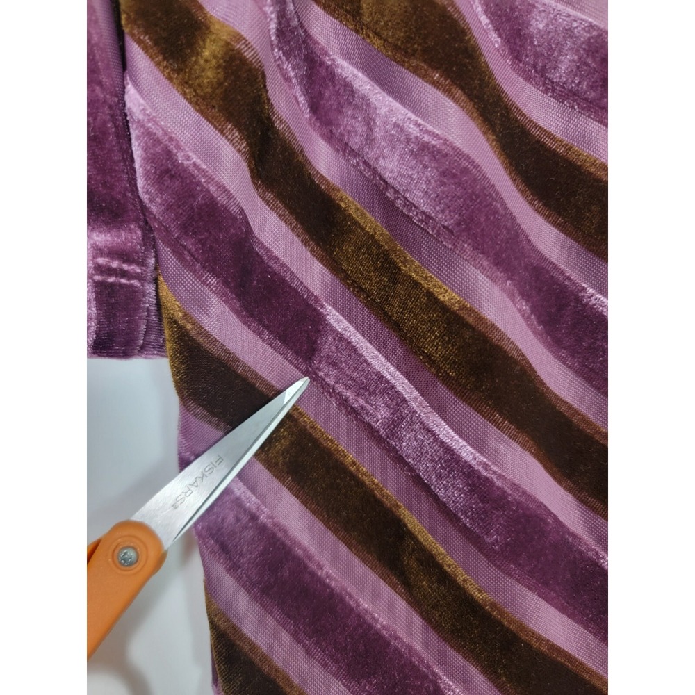 London Times Velvet Dress Women 8 Purple Brown Burnout Striped Retro Chic Y2K - Picture 9 of 9